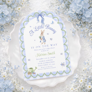 Blue Peter Rabbit Gingham Baby Shower Invitation