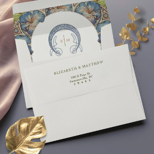 Blue Petunia Art Nouveau Vintage Envelope