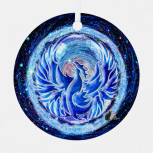 Blue Phoenix Ceramic Ornament