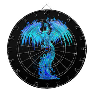 Blue Phoenix Rises From The Fiery Ashes Fantasy Dartboard