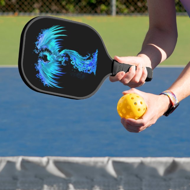 Blue Phoenix Rises From The Fiery Ashes Fantasy Pickleball Paddle (Insitu)