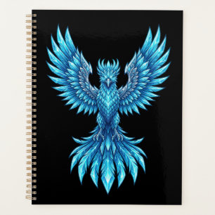 Blue Phoenix Rising Notebook - Fantasy Art Journal Planner