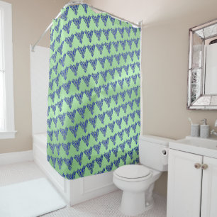 Blue Phoenix with green polished metal effect Shower Curtain