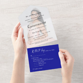 Blue Photo Backdrop RSVP Event Invitation