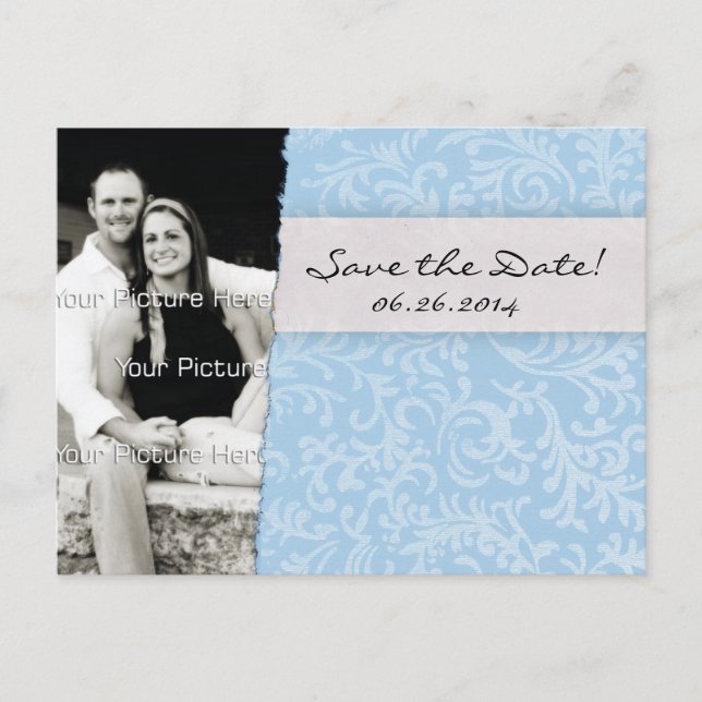 Blue Photo Card Save The Date (Front)