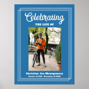 Blue Photo Celebrating the life  Funeral  Poster