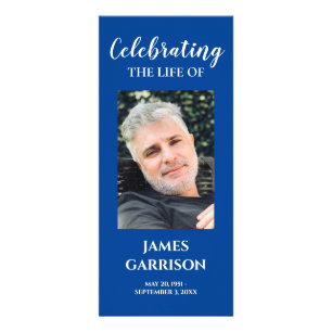 Blue Photo Celebration of Life Memorial Program Rack Card