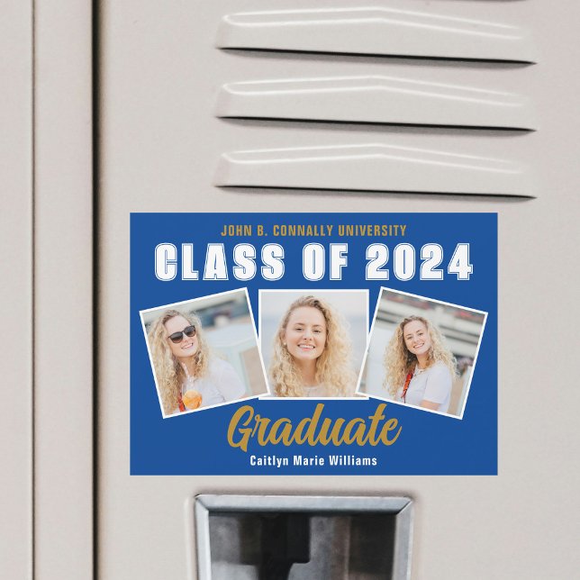 Blue Photo Collage Class of 2024 Graduation Magnet (Creator Uploaded)