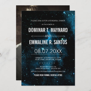Blue Photo Galaxy Rehearsal Dinner Invitation