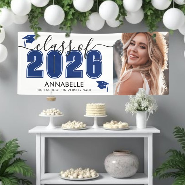 Blue Photo Graduation Party Banner (Blue Photo Graduation Party Banner )