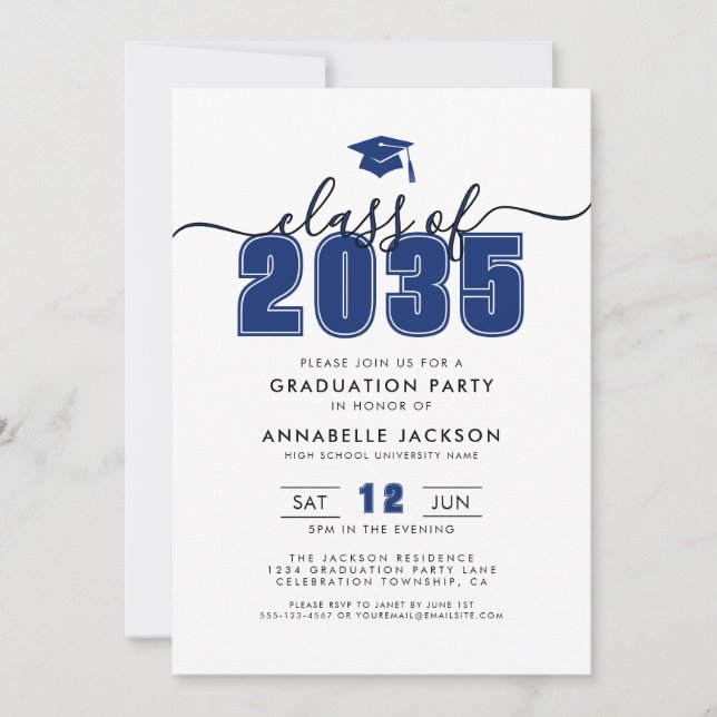 Blue Photo Graduation Party Invitation (Front)