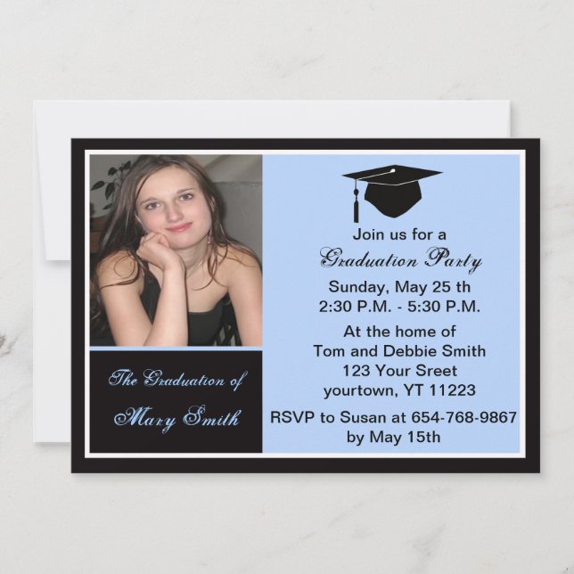 Blue Photo Graduation Party Invitation (Front)
