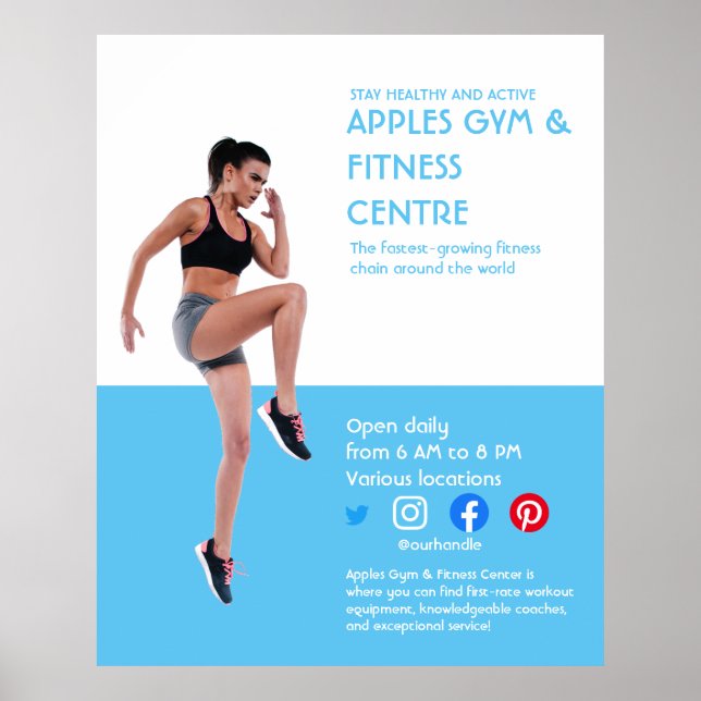 blue Photo gym personal trainer fitness Flyer Poster (Front)