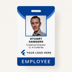 Blue Photo ID QR Code Employee Company ID Badge