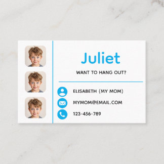 Blue Photo Kids Playdate Card