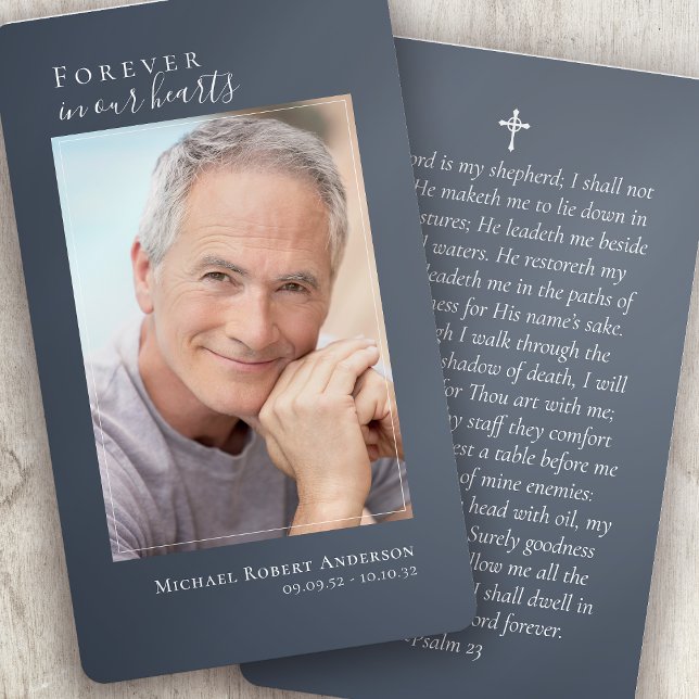 Blue Photo Memorial Prayer Card (Creator Uploaded)