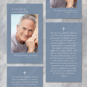 Blue Photo Memorial Prayer Card