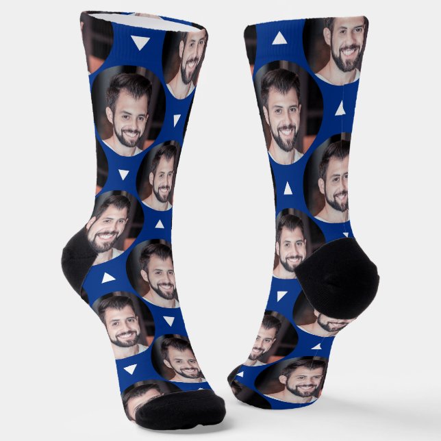 Blue Photo of Boyfriend for Girlfriend  Socks (Angled)