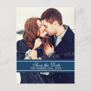 Blue Photo Save the Date Winter Wedding Postcards