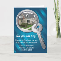 Blue Photo Template Key Ring New Home Card