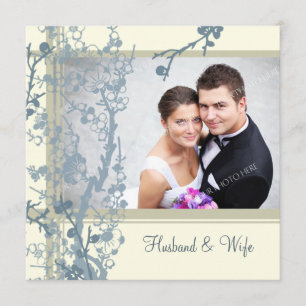 Blue Photo Vow Renewal Ceremony Invitation Card