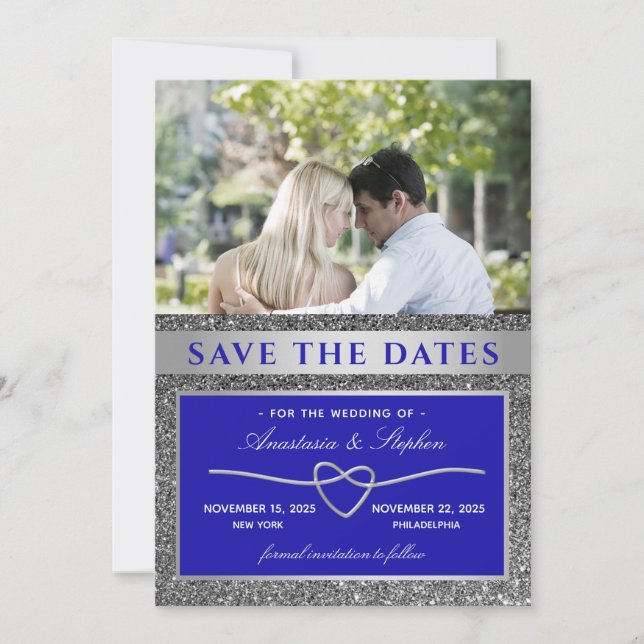 Blue Photo Wedding Save The Date (Front)