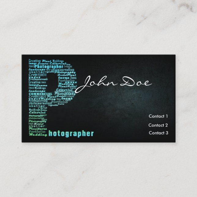 Blue Photography Typographic Business card (Front)