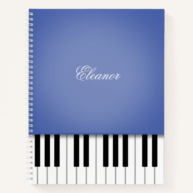 Blue Piano Music Keyboard Custom Notebook (Front)