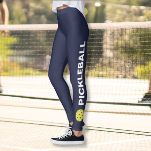 Blue Pickleball Leggings Yellow Ball Custom Text