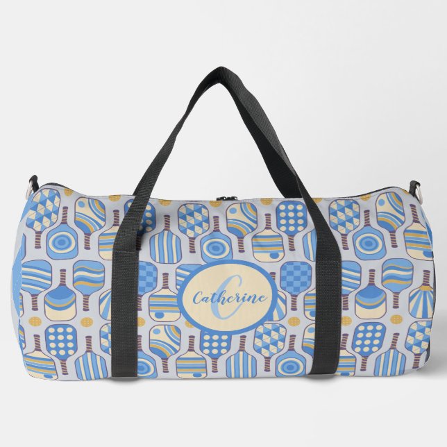 Blue Pickleball Monogram Duffle Bag (Front)
