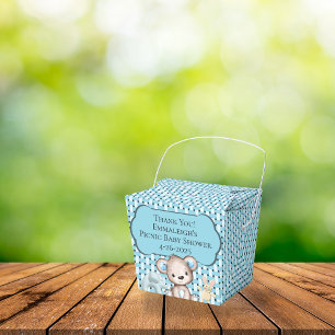 Blue Picnic Friends Baby Shower Basket Thank You Favour Box