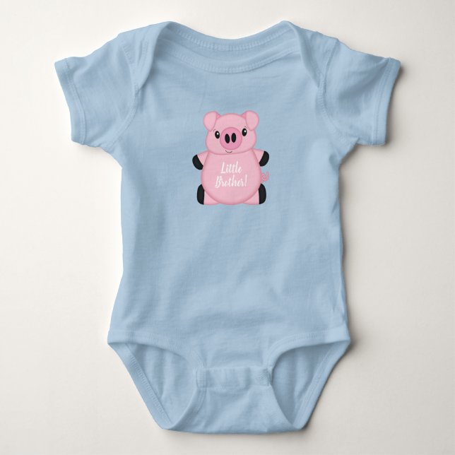 Blue Pig Baby Shower Bodysuit (Front)