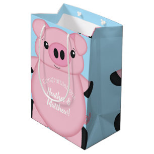 Blue Pig Baby Shower Medium Gift Bag