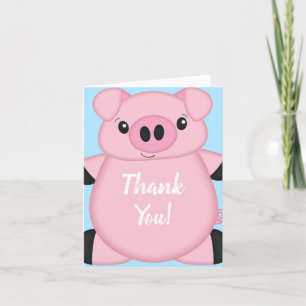 Blue Pig Baby Shower Thank You Card