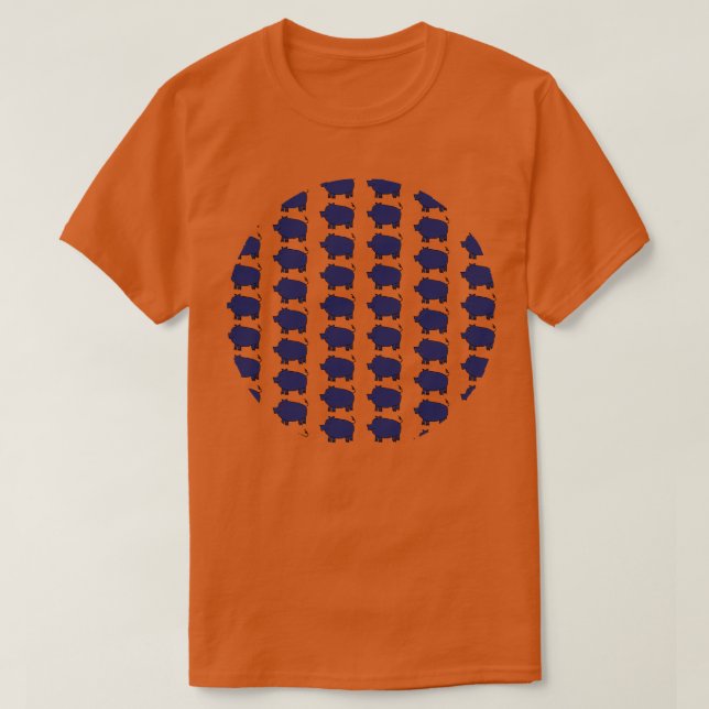 Blue Pig Pattern T-Shirt (Design Front)