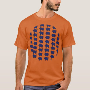 Blue Pig Pattern T-Shirt