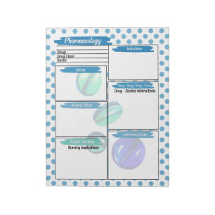 Blue Pill Healthcare Student Pharmacology Template Notepad