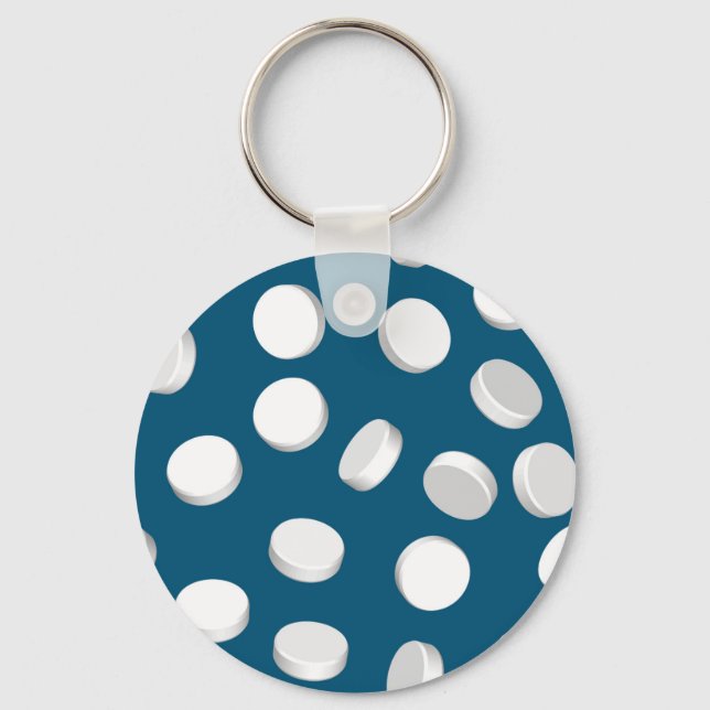 blue pills drugs key ring (Front)