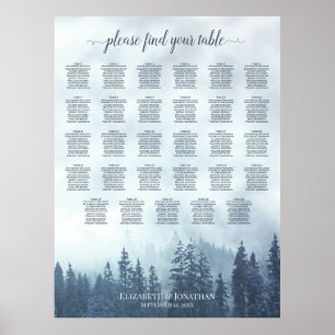 Blue Pine Trees 29 Table Wedding Seating Chart