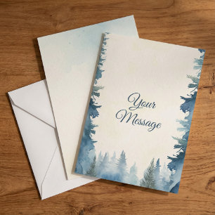 Blue pine trees your message holiday card