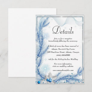 Blue Pine Winter Christmas Wedding Details Enclosure Card