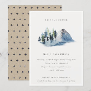 Blue Pine Woods Mountain Bridal Shower Invite