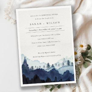Blue Pine Woods Mountain Rehearsal Dinner Invite