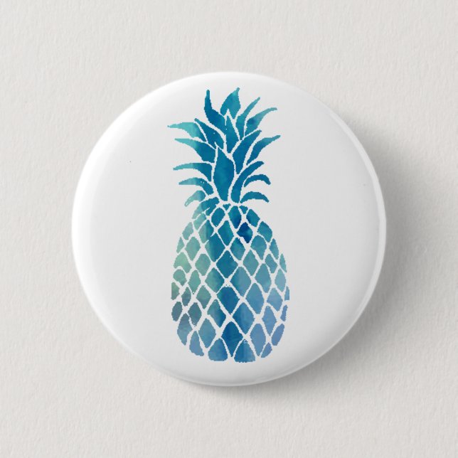 blue pineapple 6 cm round badge (Front)