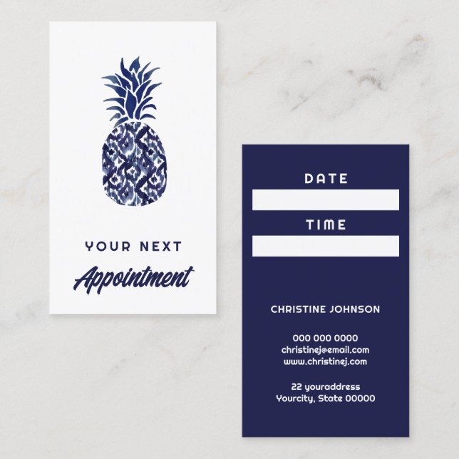 blue pineapple appointment Card (Front/Back)