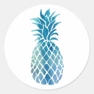 blue pineapple design classic round sticker