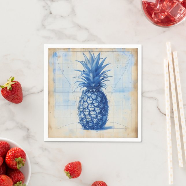 Blue Pineapple Graph Napkin (Insitu)