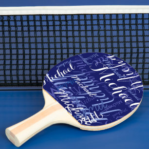 Blue Ping Pong Paddles with Name