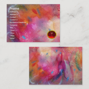 BLUE PINK ABSTRACT , Bright Red Ruby Gem Business Card