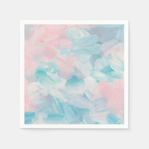 Blue pink abstract brush stroke art. Pastel soft Napkin